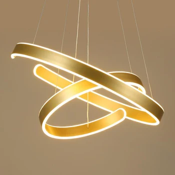 AC90-264VModern vedhæng lys til stue spisestue Geometri Cirkel Ringe akryl, aluminium organ, LED-Belysning loft Lampe