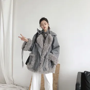2020 koreanske Løs Tyk, Lang Uld Frakke Vinter Syning Søde Imiteret Lam Bomuld Kvinder Frakke Vinter Jakker, Overtøj n1156