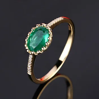Cellacity Justerbar Åbning, Ring for Kvinder Emerald Sølv 925 Smykker Oval Ædelsten i Fine Smykker Kvindelige Gave Guld Ring Farve