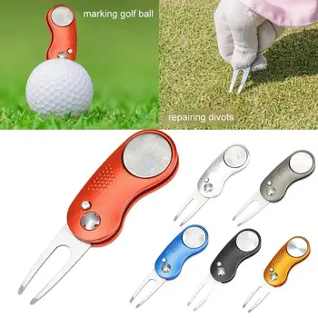 1 Stk Metal Sammenklappelig Golf-Knappen Magnetiske Bærbare for Golf Club Divot Reparation Værktøj, Pitch Rille Renere Golf Pitchfork