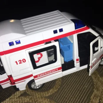 1:32 Redning, Ambulance, Politi Trykstøbt Metal Bil Model, med Træk Tilbage for Lyd, Lys, for Børn Legetøj Gaver