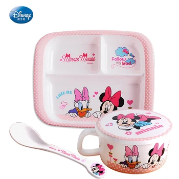 Disney barn fodring forsyninger Mickey, Minnie service baby ris skål middagstallerken cup baby ske måltid skål sæt