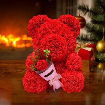 40 CM Hjertet Store Røde Teddi Bære Steg Blomst Kunstig Indretning Julegaver til Kvinder Valentines Gave DropShipping
