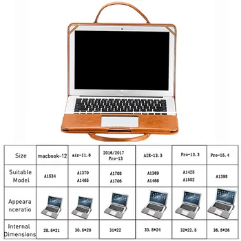 Multi-bruger Laptop Case til MacBook Pro 13 PU Notebook Taske tommer Laptop Taske til Mac Book Air 13 PU Læder 12,13.3,15.4 tommer Unisex
