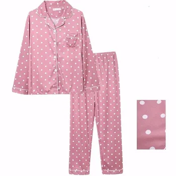 Pyjamas Sæt Kvinder Sexet Dot Pyjama langærmet Shirt Bukser 2Piece/Sæt 2020 Nye Mode Mødre Homewear