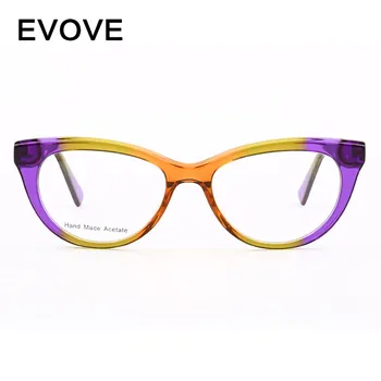 Evove Cat Eye Briller Kvinder Farverige Acetat Briller Ramme Kvinde High-end-Brand Mode Falske Briller Briller for Optik