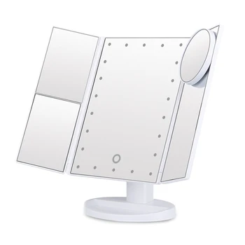 LED-Mirror Lampe Lysende Sammenklappelige sidespejle USB-Gaver Hjem Indretning Indretning Makeup Spejle Tabel Spejl Kosmetiske Badeværelse