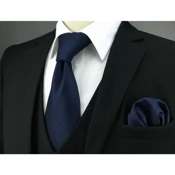 Y25 Navy Solid Håndlavet Klassisk Ekstra Lange Slips Sæt Silke Tørklæde Af Silke Tynde Business Bryllup