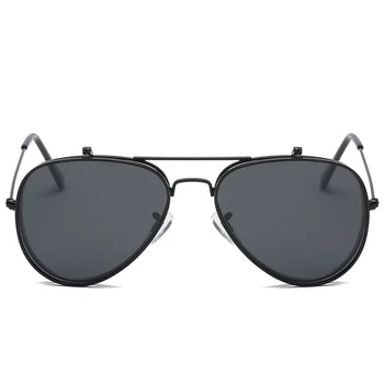 Mode Cool Pilot Style Linse Flip op Polariserede Solbriller med Anti Blåt Lys, Klar Linse Vintage Oval Legering Brillerne Solen Glasse