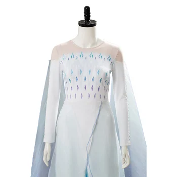 Dronning Prinsesse cosplay Elsa Cosplay Kostume Ahtohallan Cave Snow Flake Cosplay Hvid Kjole Uniform Tøj Halloween Kostume