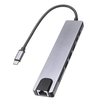 USB-HUB til USB 3.0 Kvindelige 4K HDMI-kompatibel 8-i-1-Porte Adapter Multifunktion Ethernet-Dongle Netværk Stik Til MacBook