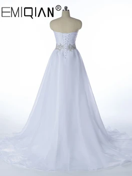 Hvid Vestido De Noiva, 2021 NYE Designer En line brudekjoler,Robe De Mariage snøre Stropløs brudekjoler