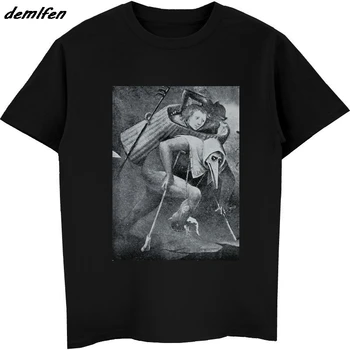Løs Sort Mænd T-shirt til Mænd Tees Hieronymus Bosch 