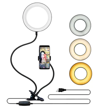 Universal Selfie Ring Lys med Fleksible Mobiltelefon Holder Dovne Beslag bordlampe LED-Lys til Live Stream Kontor Køkken
