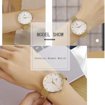 2020 Damer Armbåndsure Nye mode Armbåndsur i Sølv Mærke Luksus Kvarts Kvindelige Ur Rosa Guld Rustfrit Stål