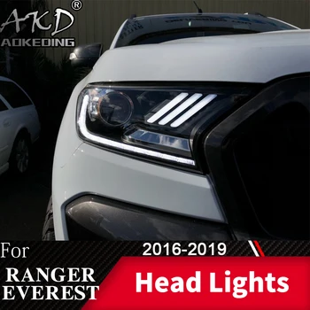 Hoved Lampe Til Bil Ford Ranger 2016-2019 Thunder Everest Forlygte Tåge Lys Dag Køre Lys DRL H7 LED Bi-Xenon Pære Bil Tilbehør
