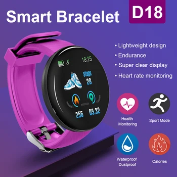 D18 Smart Ur Fuld Touch Ur Blodtryk puls Overvåge, styre Musik-Besked, Påmindelse Smartwatch Mænd og Kvinder Apple