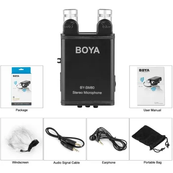 BOYA AF-SM80 PassFilter Stereo Kamera Mikrofon med Real-time Stemme Skærm til Nikon D800 D600 Canon 5D2 6D 750D Videokamera