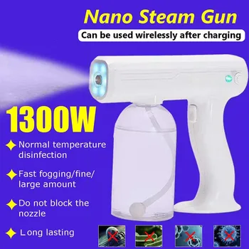 800ML Blå Lys Nano Steam Gun Forstøvning Fogger Desinfektion-Sprøjte Pistol Trådløse Nano Blandet Damp Nano Batteri Spray Maskine #