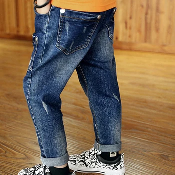 Hul Børns Bukser Kids Jeans, Bukser til Børn, Tøj, Stor Lomme-Knappen for Kids Denim Bukser, Slim Jeans, Drenge Tøj Til 4-12T