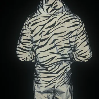 2019 Mænd hip hop zebra, Leopard Natten skinner reflekterende Hætteklædte Windbreaker Jakke Streetwear harajuku vandtæt Hættetrøje Coats