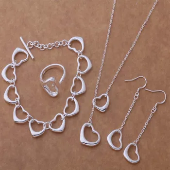 Engros i Høj kvalitet sølv forgyldt Mode smykker som Halskæde, øreringe, armbånd, ringe WT-075