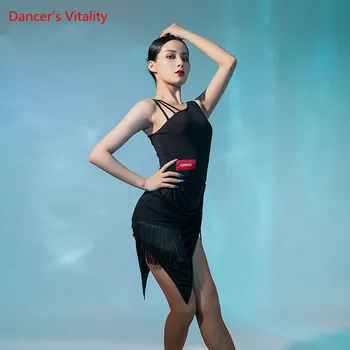 Latin dance Slynge kvast nederdel kvindelige voksne temperament kjole ydeevne konkurrence dans kostume praksis tøj
