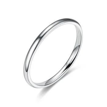 Hot Sælger 2mm Meget Fint Titanium Stål Rustfrit Stål Par Ring Blanke Side koreansk-stil Kvinder ' s Tail Ring