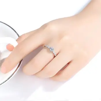 CZCITY Virkelige 925 Sterling Sølv Klassisk Finger Ringe til Kvinder Bridals Bryllup Engagemen med CZ Fine Smykker Bijoux SR0370