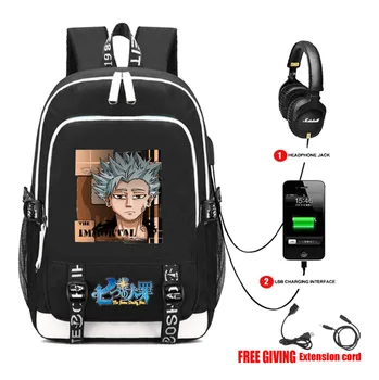 Anime De Syv dødssynder rygsæk nanatsu ingen taizai USB-Opladning stik til Hovedtelefoner Studerende Rygsæk til Teenagere rejser laptop taske