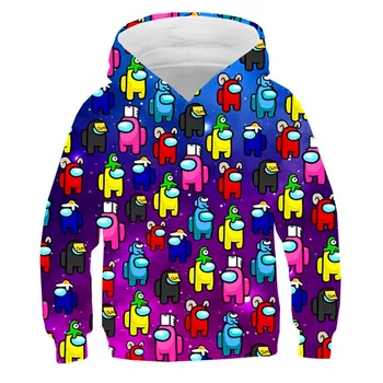 Blandt Os Rumskib Spil 3D Hoodie Børn Størrelse Drenge&Piger med Lange Ærmer Hætteklædte Sweatshirts til Børn Hættetrøjer Spil Harajuku Tøj