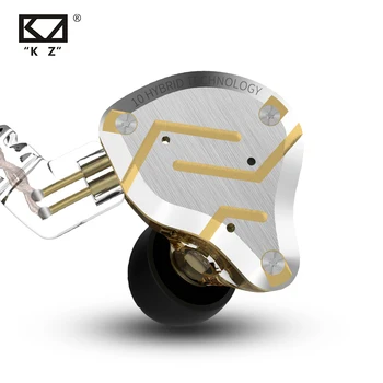 KZ ZS10 Pro Gold Øretelefoner 4BA+1DD Hybrid 10 chauffører HIFI Bas Ørestykker I Ear Monitor Hovedtelefoner støjreducerende Headset Metal