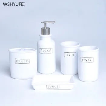 WSHYUFEI Kreativitet keramik Badeværelse tilbehør sæt Bryllup Gave tandbørsteholder sæbedispenser Hjem vask set Forsyninger