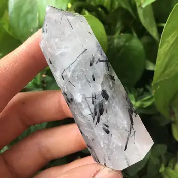 Naturlig sort turmalin Quartz Krystal Wand punkt Naturlig krystallinsk reiki healer 70-80 MM