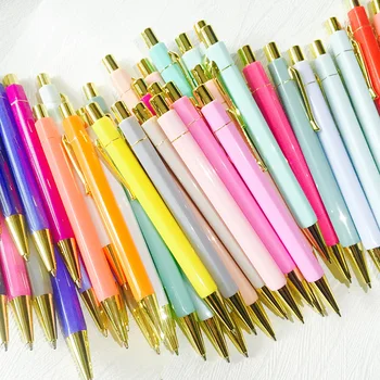 120pcs Søde Kuglepen Luksus Farverige Halvdelen Metal Kuglepen Til Skolens Kontor Elementer Sekskant Pen Mode Pige Gave