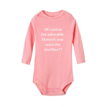 Selvfølgelig er jeg Sød Nyfødt Afslappet langærmet Bodyer Spædbarn Baby Efteråret Bodysuit Tøj KidsJumpsuit 0-24M