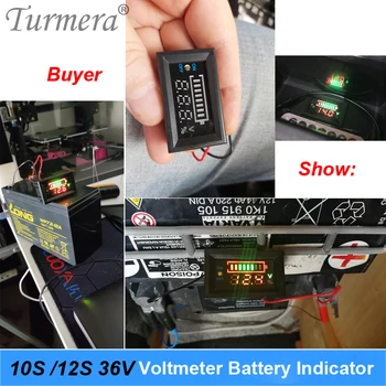 Turmera 10S 12S 36V Lithium Lifepo4 Batteri Indikator Voltmeter Skærmen med Skifte Batteri til 36V 42V E-Cykel-og E-scootere Brug