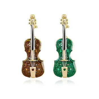 Elegant Violin Formet Håndlavet Broche Ben for Kvinder Olie Dryp Håndværk Personlighed Frakke Kjole Tilbehør Kvindelige Pin-Smykker