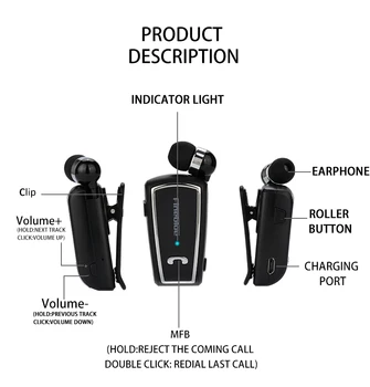 Fineblue Bluetooth Hovedtelefon Udtrækkelig-Line intelligent støjreduktion Hands-Free-Opkald Virksomhed Revers F-V3