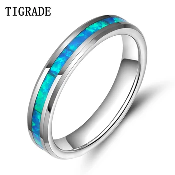 Tigrade Blå Opaler Ring Kvinder, Ringe, Smykker Top Kvalitet Wolfram Bryllup Band Ring Engagement Unik Ocean blue anillos mujer