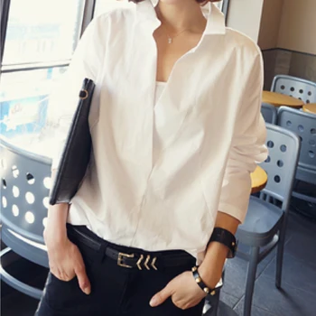 Plus Størrelse Hule OL Kvinder Bluse Shirt Mode 2020 Lange Ærmer V-hals Kvinders Toppe Hvid 5XL dametøj Blusas D95 30