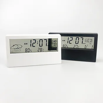 LCD-Vækkeur Gennemsigtige Skærm Vejr Station vækkeure Indendørs Hygrometer Termometer, Vejrudsigt Sensor Ur