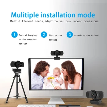 Webcam 2K Autofokus USB HD Web-Kamera med Mikrofon til Mac Laptop Video Live