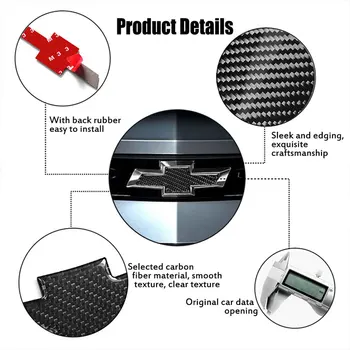 Bil styling Carbon Fiber 3D Klistermærke til Chevrolet Camaro 2017-2019 Bil Front Gitter logo label Frame Cover Sticker