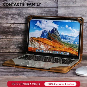 KONTAKT FAMILIE Nubuck læder Mænd Laptop Case Til Apple Macbook Pro Air På 13,3 15,4 Tommer Sleeve Beskyttende Notebook Cover Taske
