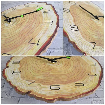 Stue Dekoration Træ Korn Af Kvarts Moderne Holdbar Mute Kører Batteridrevet Praktiske Vægur Enkel Årlige Ring