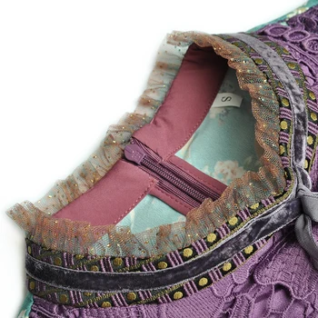 Krave, slips, bælte falbala retro udskrivning lange ærmer vandopløselige modtager talje korte kjoler efteråret 2020