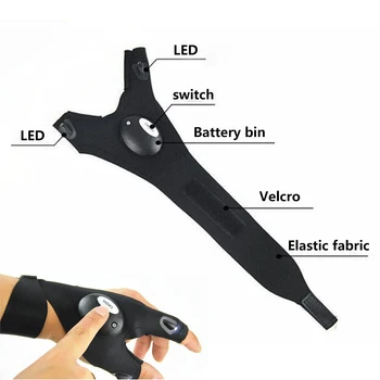 Pocketman Bærbare LED Lommelygte Cykling Handsker 2 LED Lommelygte Torch Magic Rem Handske til Reparation Handy Mekaniker Værktøj