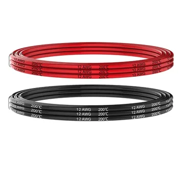 Elektrisk Silikone Ledning 12 AWG 3.31mm2 wire Kabler 6 Meter [3m Sort Og 3m Red] Blød og Fleksibel dele af Fortinnet kobber