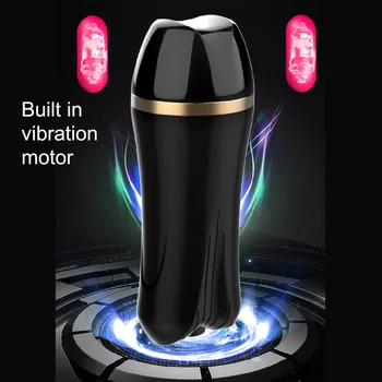 Mænd Dual Channel Vagina, Penis Vibrator Stimulator Masturbator Cup Voksne Sex Legetøj til Mænd Penis Træner Mandlige Masturbator sex legetøj